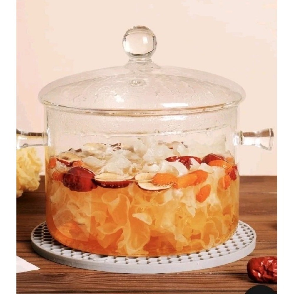 Clear Glass Pot Set for Cooking On Stove - 1.l/45 Fl Oz Glass Cookware Simme... - Picture 3 of 9